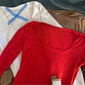 Set of 2 bodysuits, Brown/tan and Red -  read description